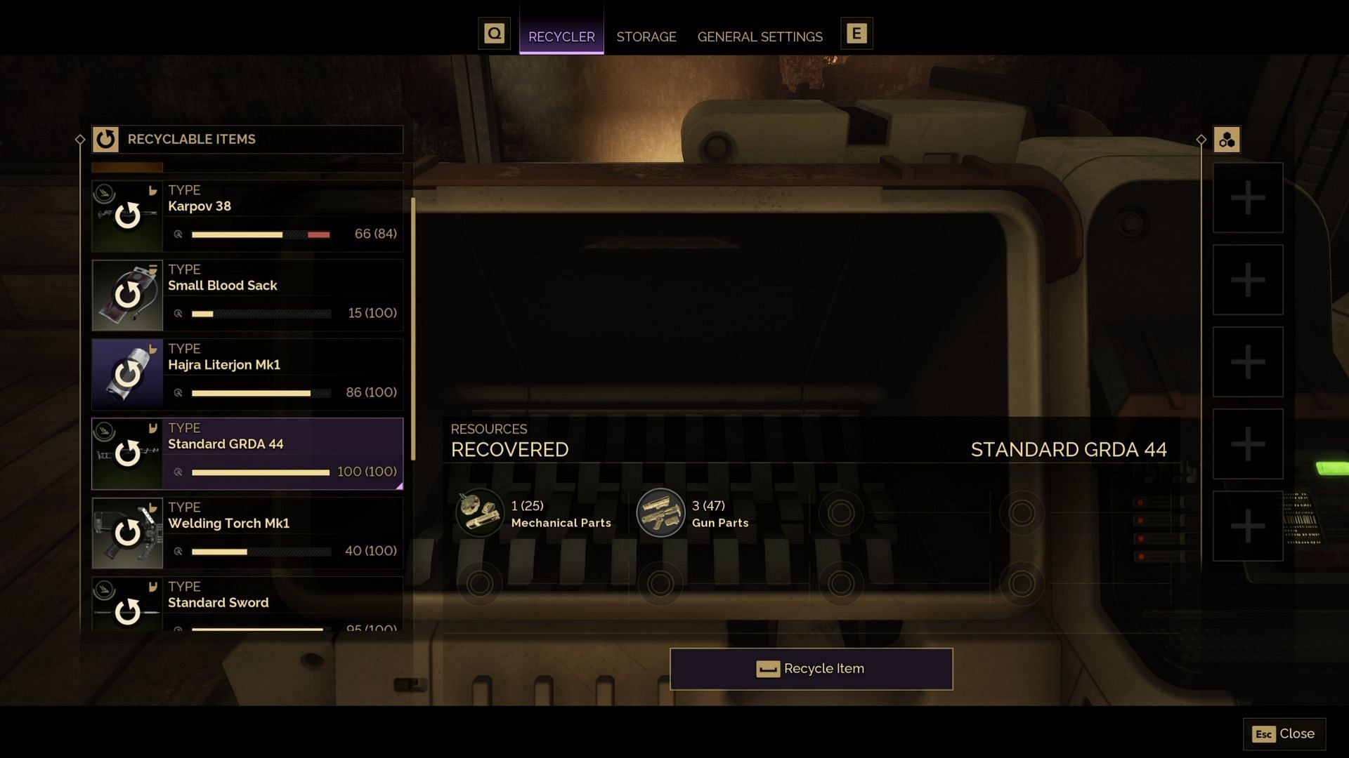 If a gun would take gun parts to craft, it's a good bet you can break it down for gun parts in return (Image via Funcom)